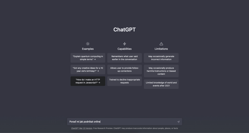 chatGPT aplikace